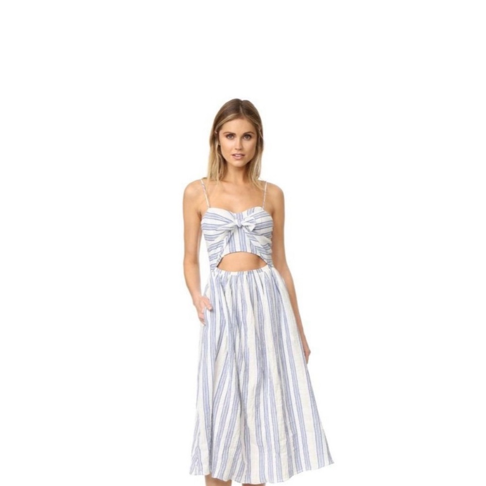 Loveshack Fancy Striped Cutout Midi Dress
